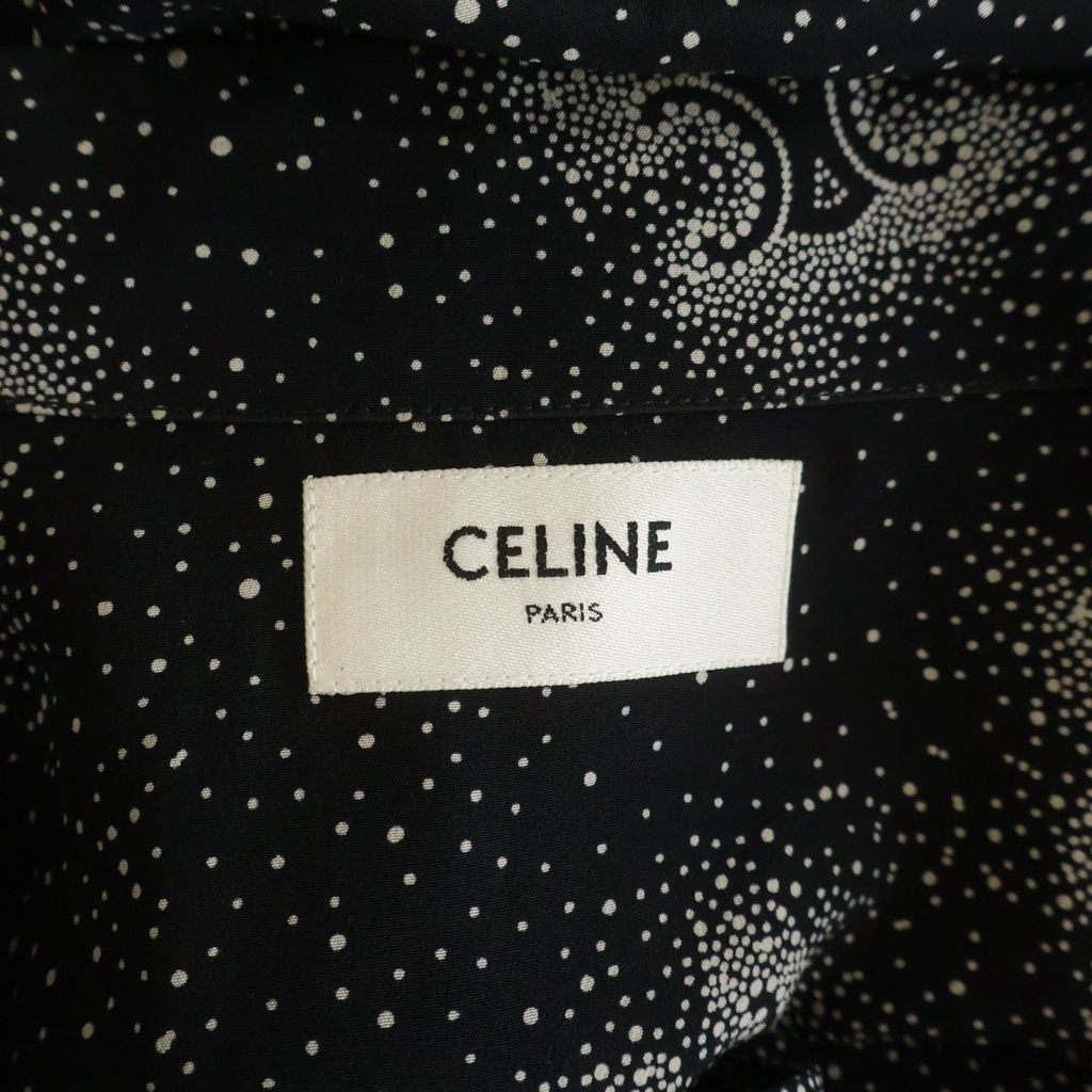 Celine Triomphe Silk Open Collar Shirt Short Sleeve Black — view 7