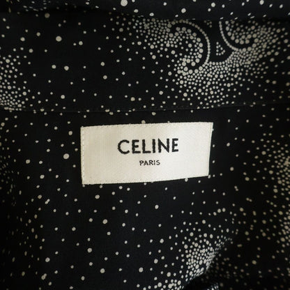 Celine Triomphe Silk Open Collar Shirt Short Sleeve Black — view 7