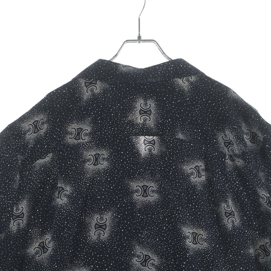 Celine Triomphe Silk Open Collar Shirt Short Sleeve Black — view 4