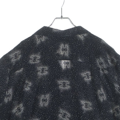 Celine Triomphe Silk Open Collar Shirt Short Sleeve Black — view 4