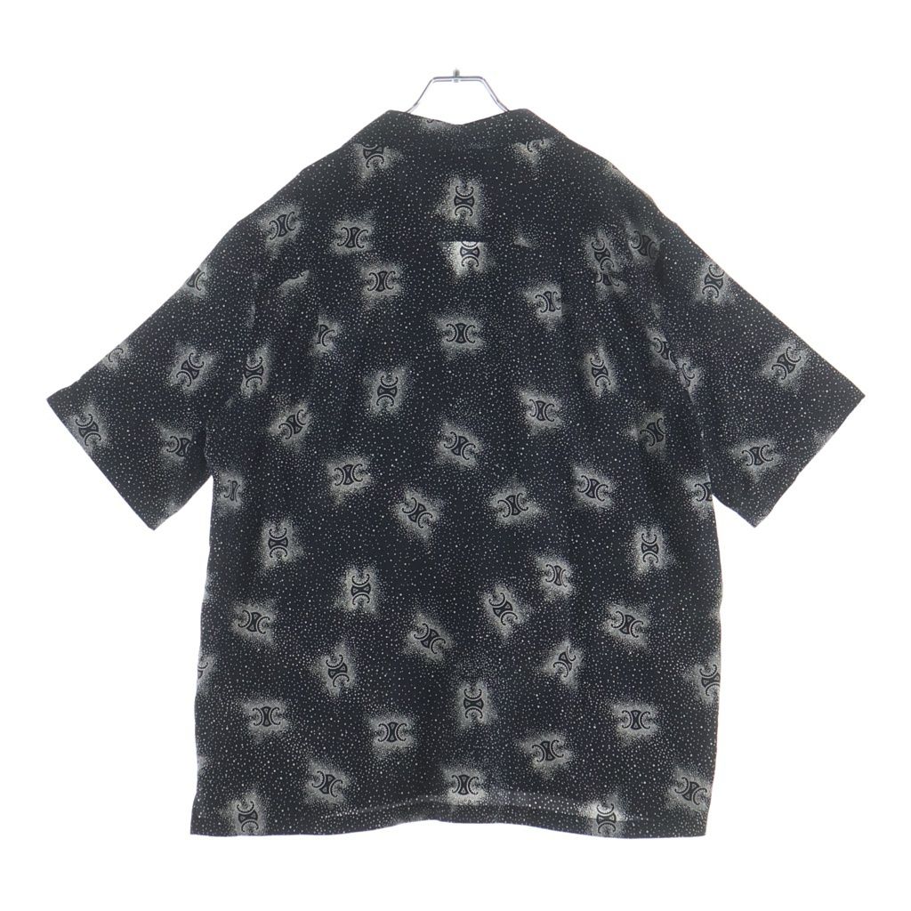 Celine Triomphe Silk Open Collar Shirt Short Sleeve Black — view 2
