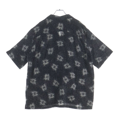Celine Triomphe Silk Open Collar Shirt Short Sleeve Black — view 2
