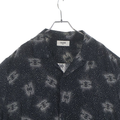 Celine Triomphe Silk Open Collar Shirt Short Sleeve Black — view 3