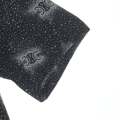 Celine Triomphe Silk Open Collar Shirt Short Sleeve Black — view 6