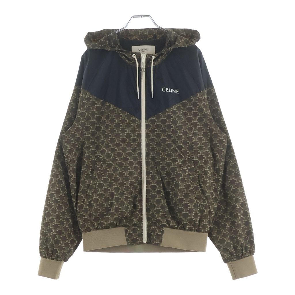 Celine Triomphe Monogram Nylon Hooded Jacket Brown