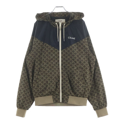 Celine Triomphe Monogram Nylon Hooded Jacket Brown