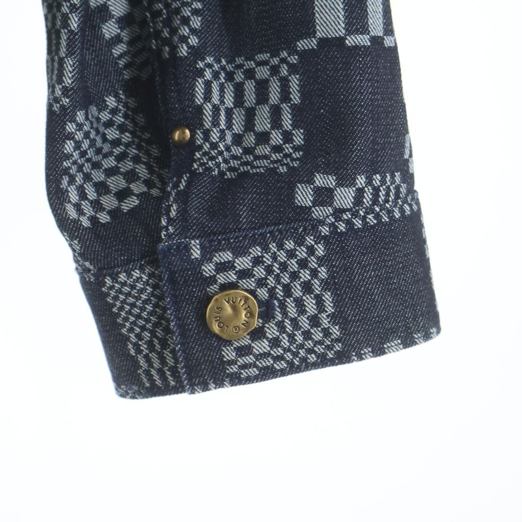 Louis Vuitton Button Up Damier Denim Jacket Black Gray — view 5
