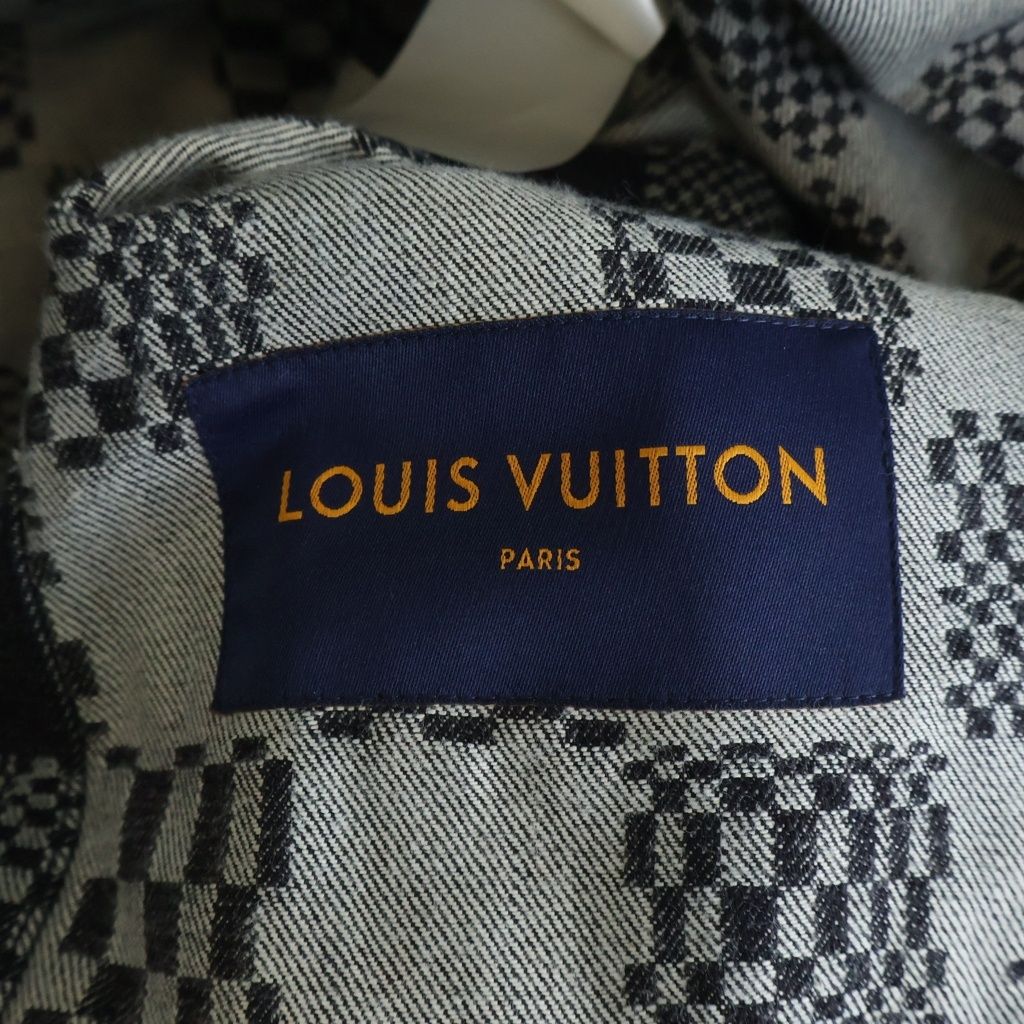 Louis Vuitton Button Up Damier Denim Jacket Black Gray — view 6