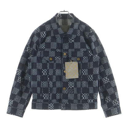 Louis Vuitton Button Up Damier Denim Jacket Black Gray