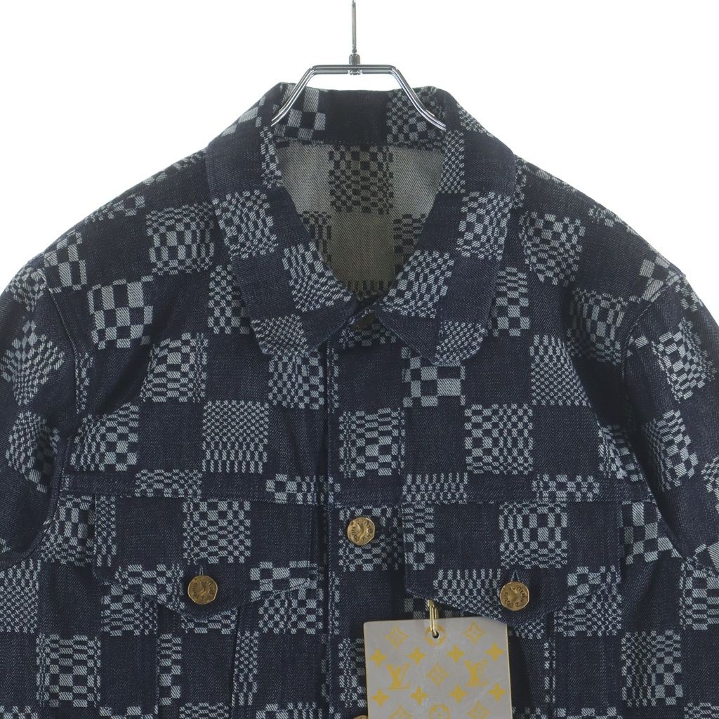 Louis Vuitton Button Up Damier Denim Jacket Black Gray — view 3