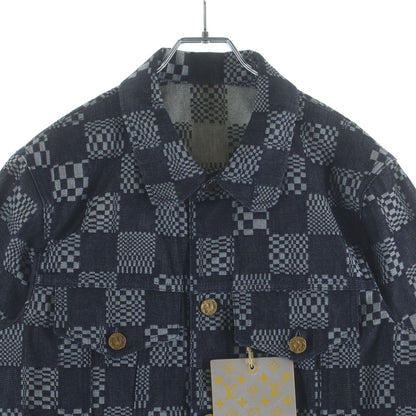 Louis Vuitton Button Up Damier Denim Jacket Black Gray — view 3