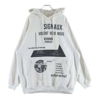 Prada Raf Simon Graphic Print Oversize Hoodie White