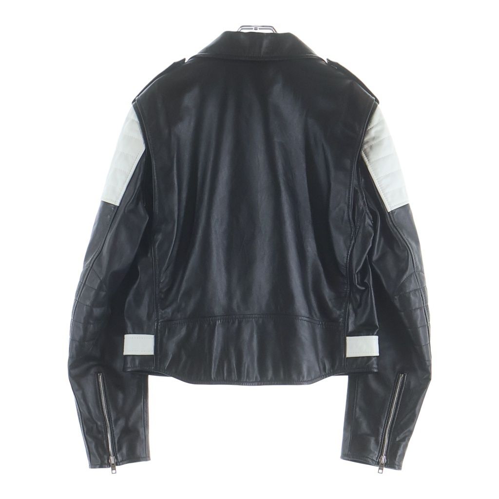 Celine Hedi Slimane Era Cotton Cupra Double Leather Jacket Black White — view 2