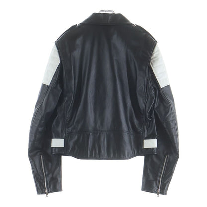 Celine Hedi Slimane Era Cotton Cupra Double Leather Jacket Black White — view 2