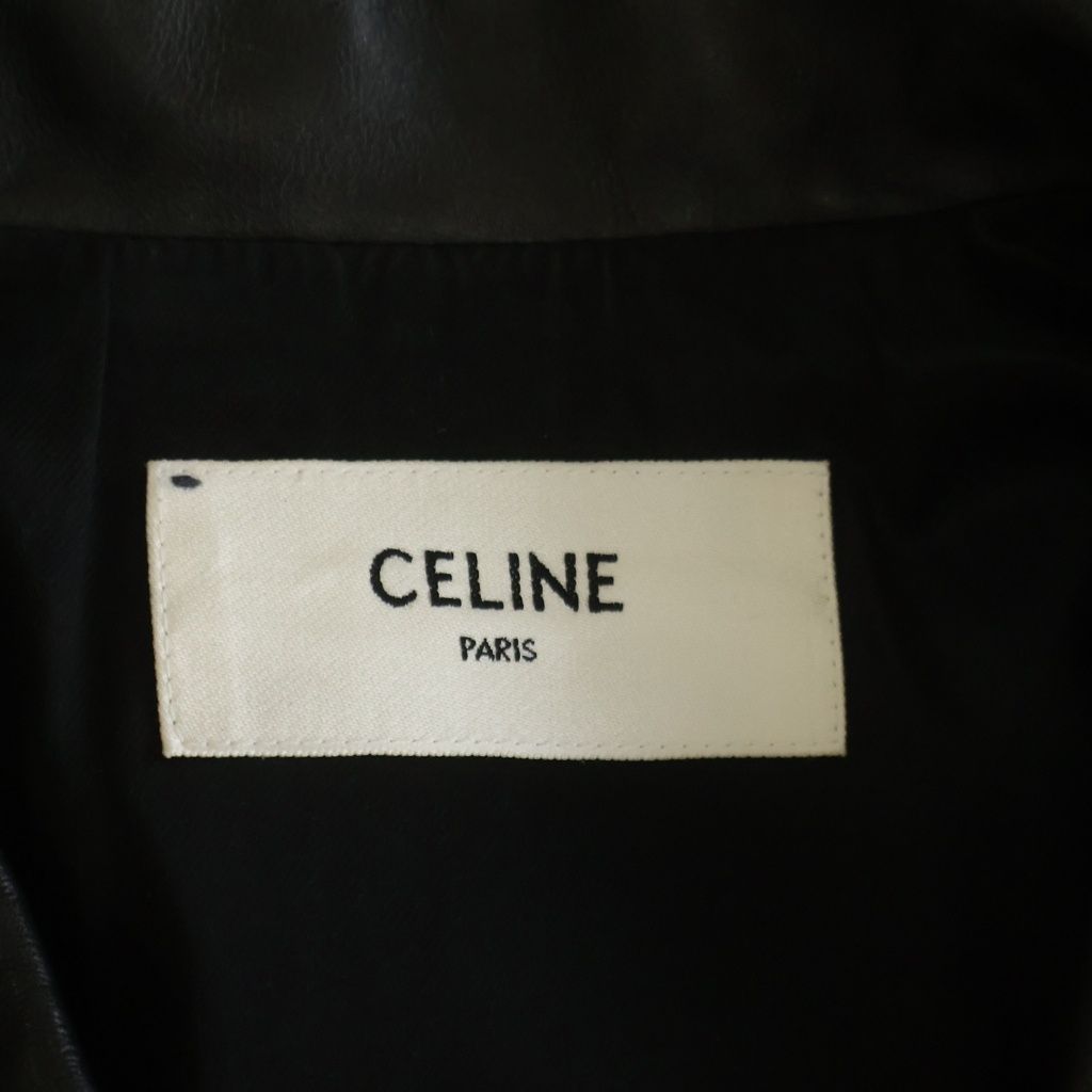 Celine Hedi Slimane Era Cotton Cupra Double Leather Jacket Black White — view 7
