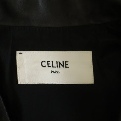 Celine Hedi Slimane Era Cotton Cupra Double Leather Jacket Black White — view 7
