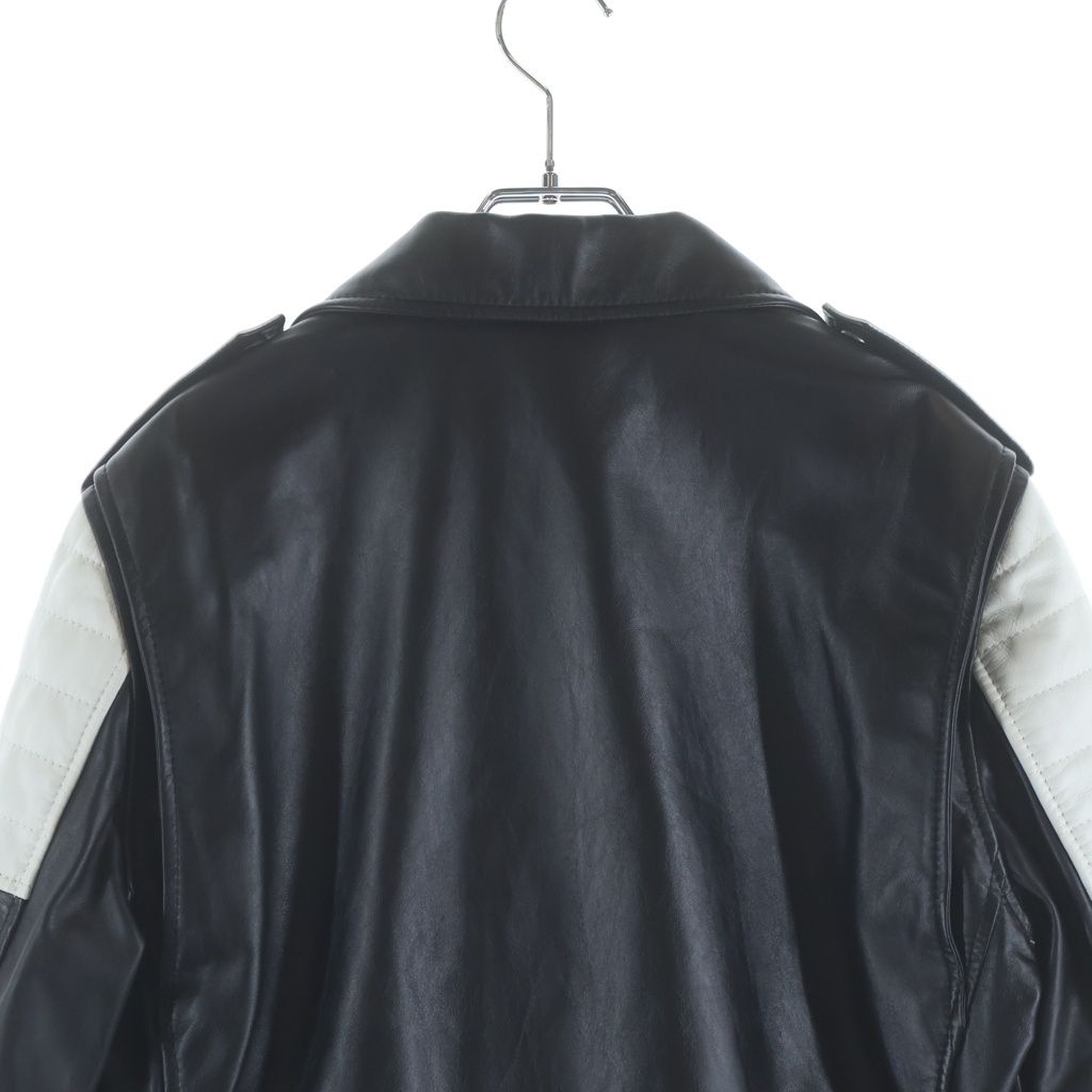 Celine Hedi Slimane Era Cotton Cupra Double Leather Jacket Black White — view 4