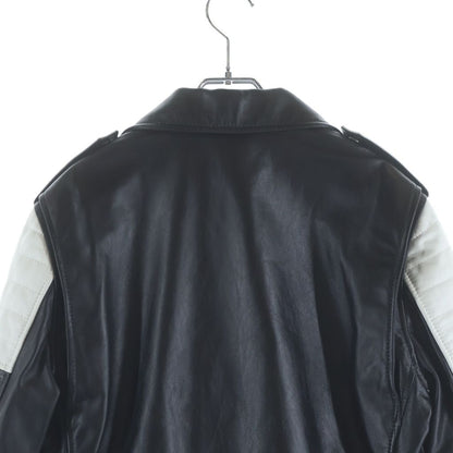 Celine Hedi Slimane Era Cotton Cupra Double Leather Jacket Black White — view 4