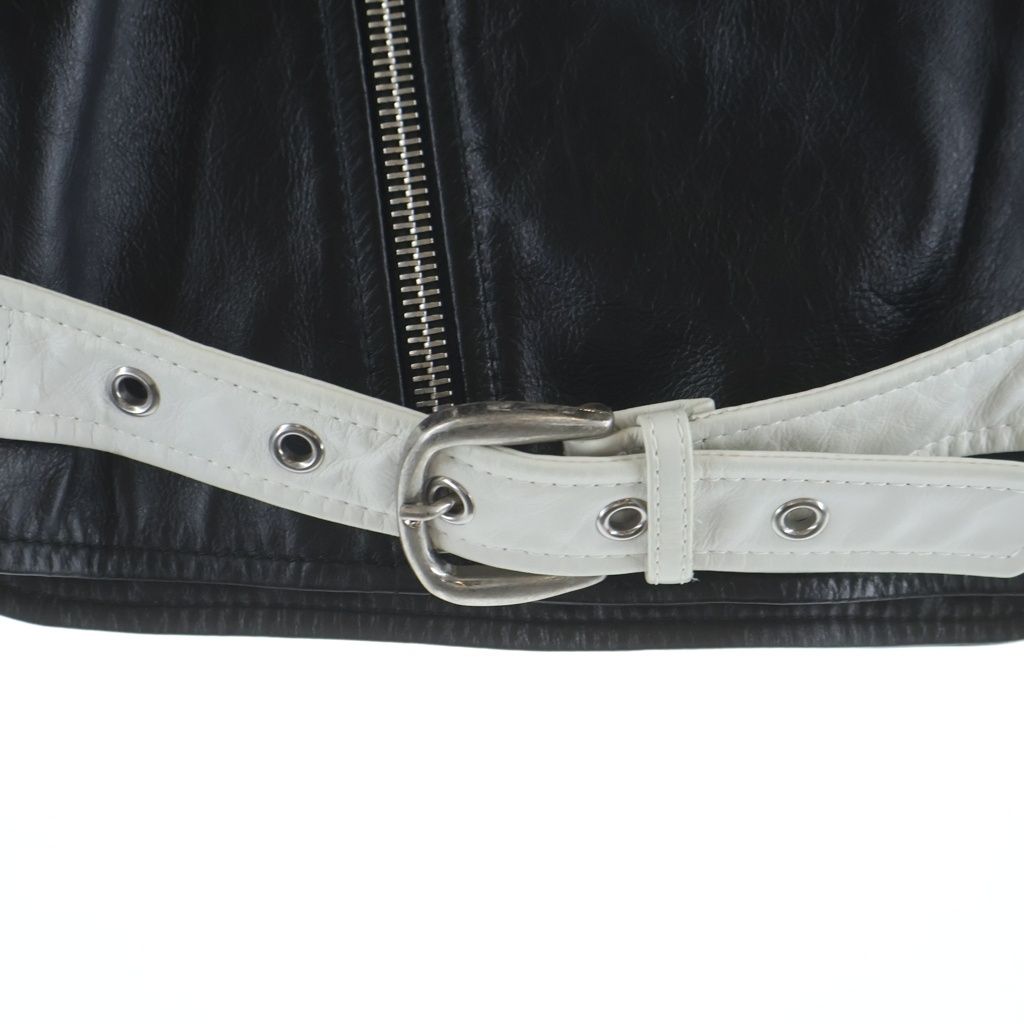 Celine Hedi Slimane Era Cotton Cupra Double Leather Jacket Black White — view 5
