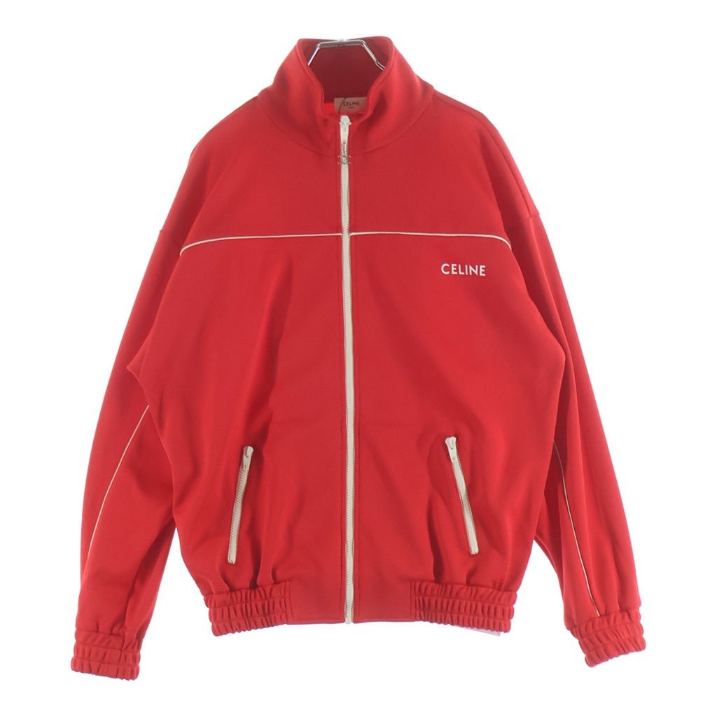 Celine Front Logo Zip Up Track Jacket Red