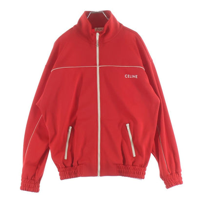Celine Front Logo Zip Up Track Jacket Red