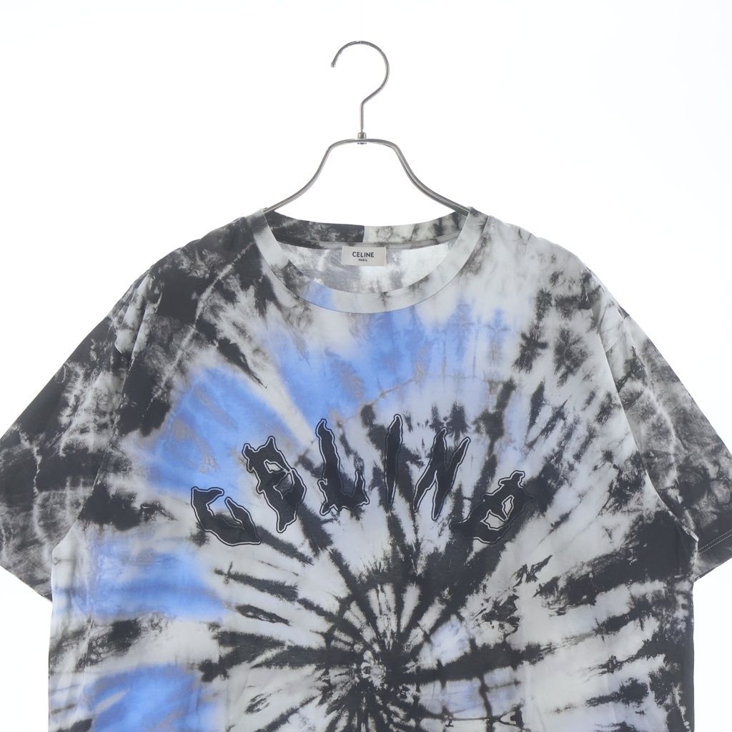 Celine Tie Dye Loose Cotton T-Shirt Logo Print Tie Dye All Over Pattern Crew — view 3
