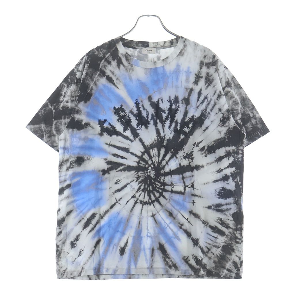 Celine Tie Dye Loose Cotton T-Shirt Logo Print Tie Dye All Over Pattern Crew