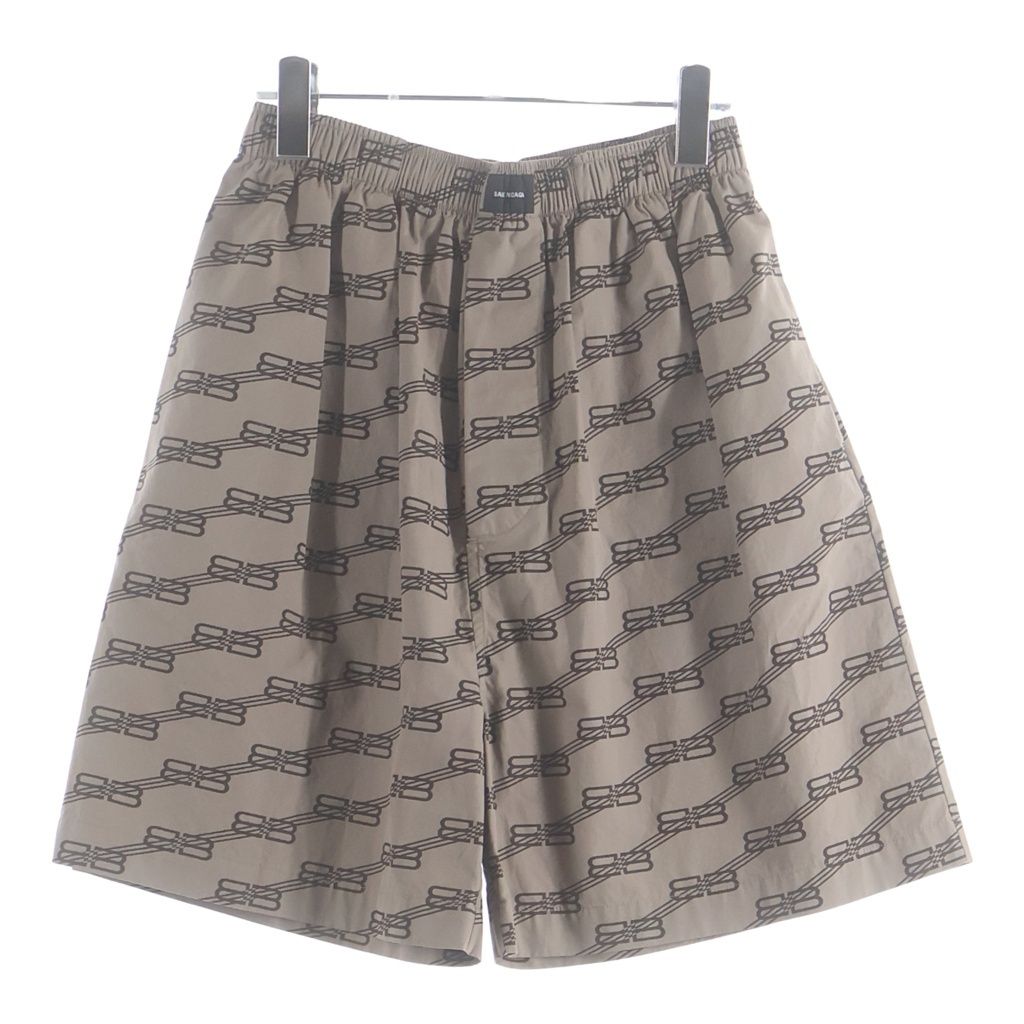 Balenciaga BB Monogram Logo All Over Pattern Shorts Beige
