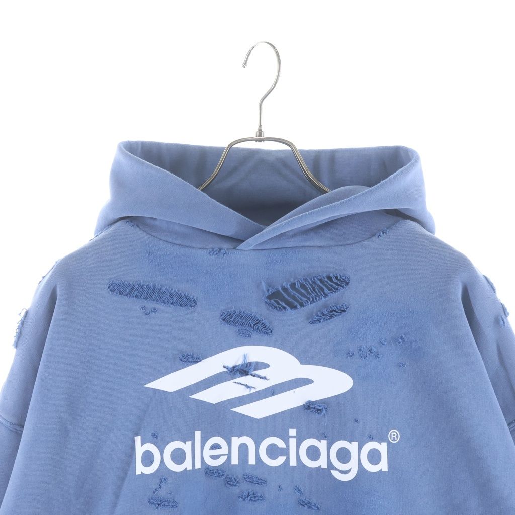 Balenciaga Destroylayerd Sports Hoodie Destroy Processing Front Logo Pullover — view 3