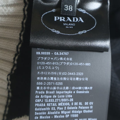 Prada Cropped Cotton Plain Knit Cardigan Black White — view 8