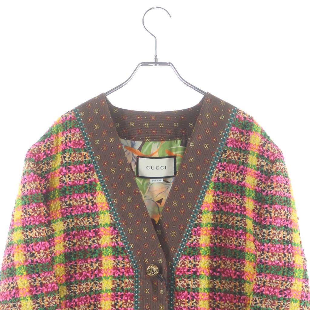 Gucci Check All Over Pattern Tweed Jacket Multicolor — view 3