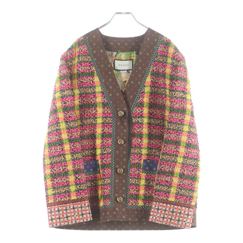 Gucci Check All Over Pattern Tweed Jacket Multicolor