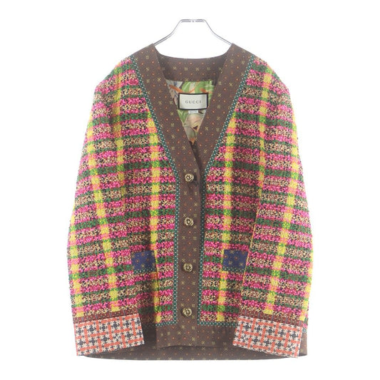 Gucci Check All Over Pattern Tweed Jacket Multicolor