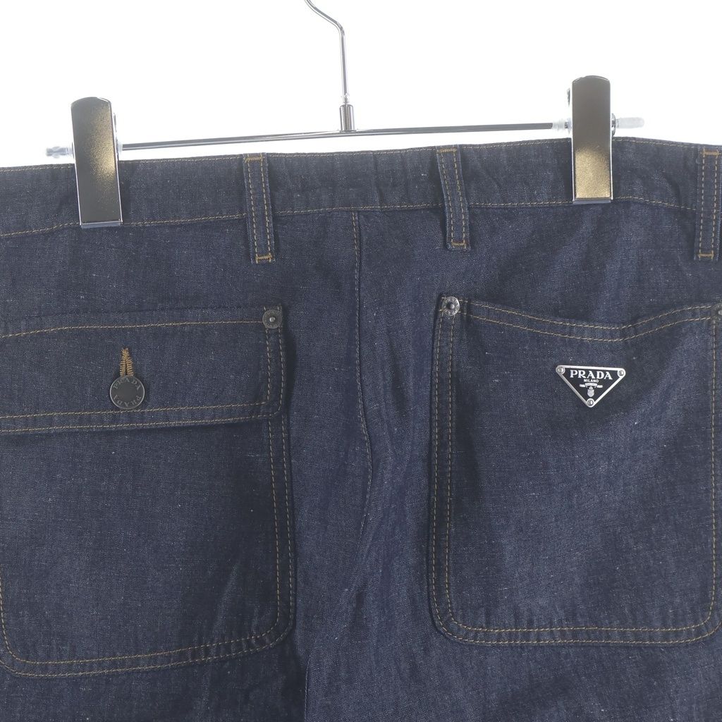 Prada Zip Fly Chambray Pants Indigo — view 4