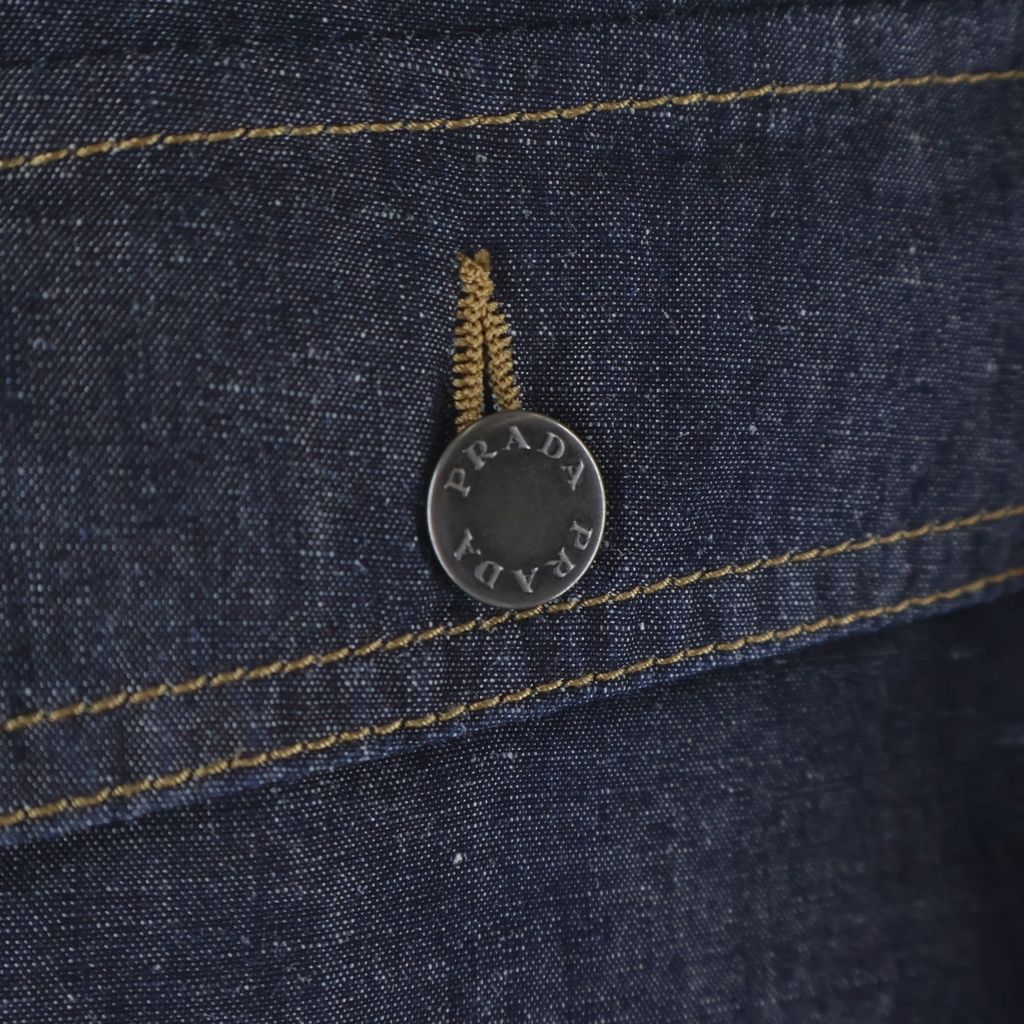 Prada Zip Fly Chambray Pants Indigo — view 5