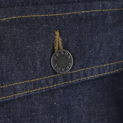 Prada Zip Fly Chambray Pants Indigo — view 5
