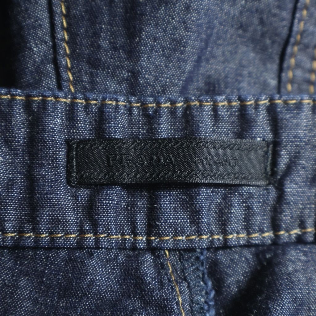 Prada Zip Fly Chambray Pants Indigo — view 6