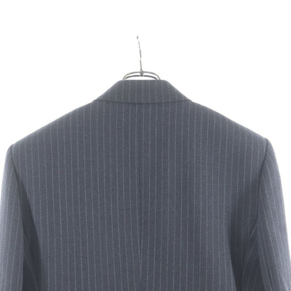 Saint Laurent Paris Striped Pattern Double Breasted Wool Tailored Jacket Gray — view 4