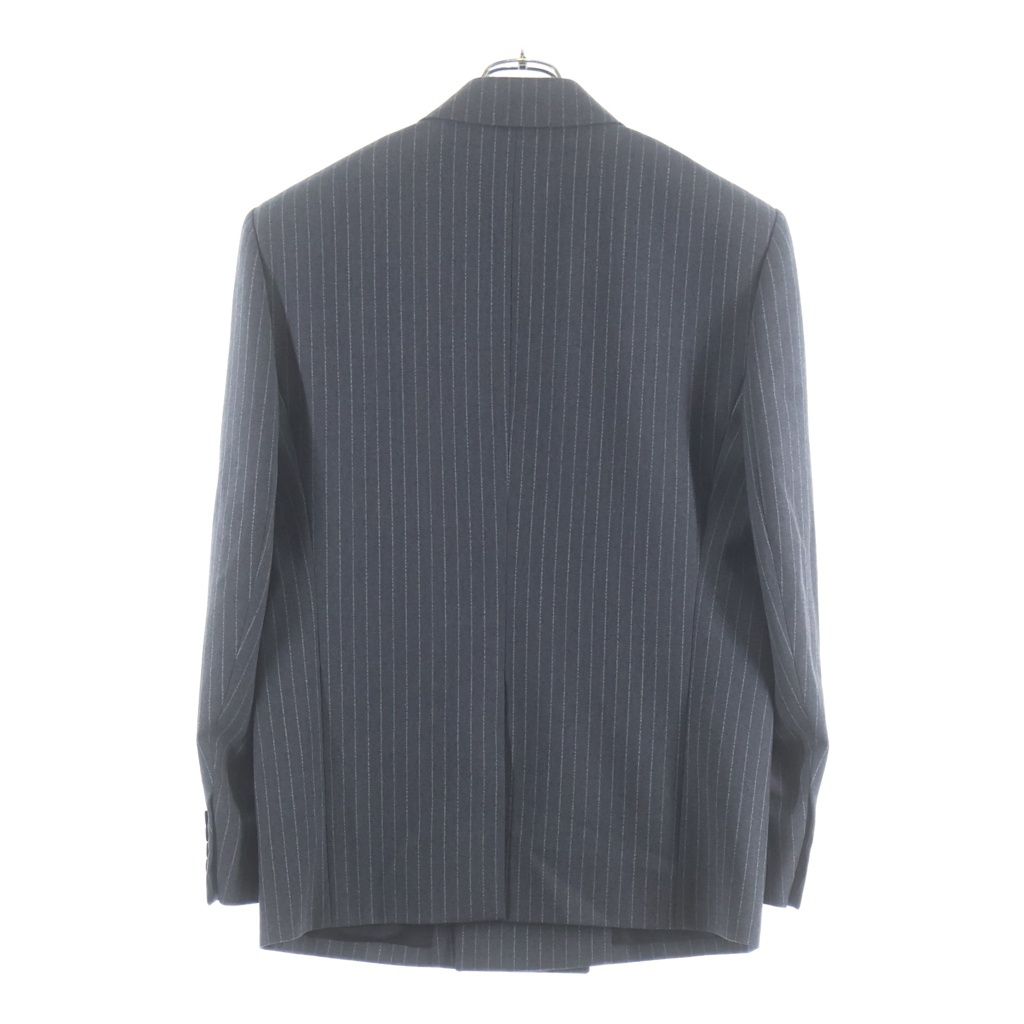 Saint Laurent Paris Striped Pattern Double Breasted Wool Tailored Jacket Gray — view 2
