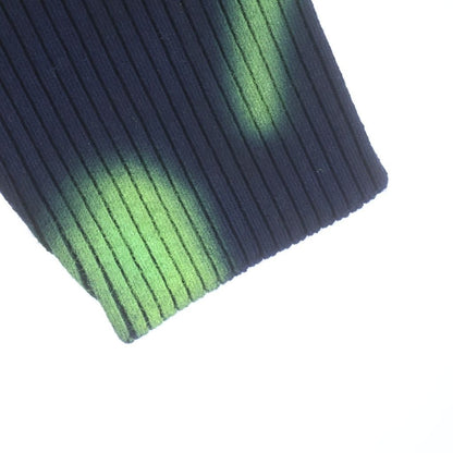 Balenciaga Green Flame Wool Knit Neck Long Sleeve Sweater Dark Navy — view 5