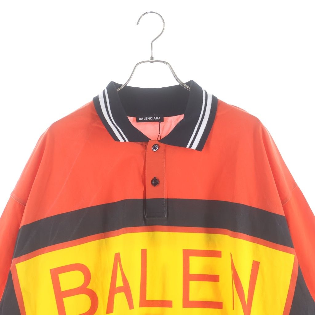 Balenciaga Big Logo Oversized Polo Shirt Big Oversize Long Sleeve Orange — view 3