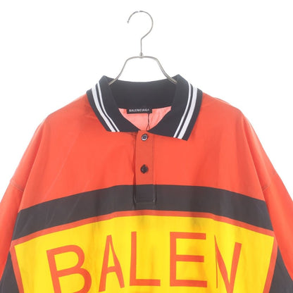 Balenciaga Big Logo Oversized Polo Shirt Big Oversize Long Sleeve Orange — view 3