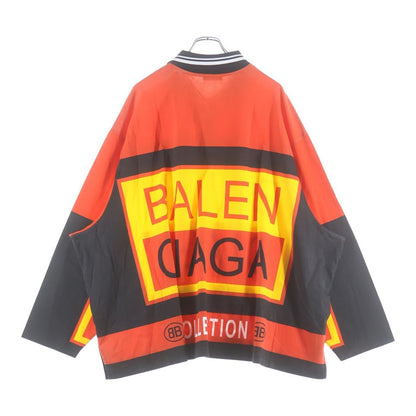 Balenciaga Big Logo Oversized Polo Shirt Big Oversize Long Sleeve Orange — view 2