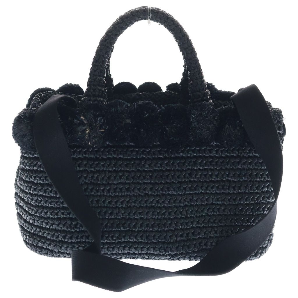 Prada Raffia Pom 2-Way Shoulder Bag Black — view 2