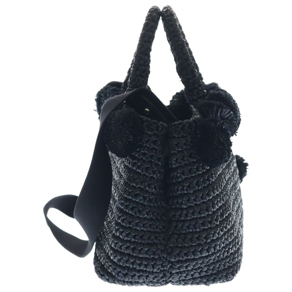 Prada Raffia Pom 2-Way Shoulder Bag Black — view 3