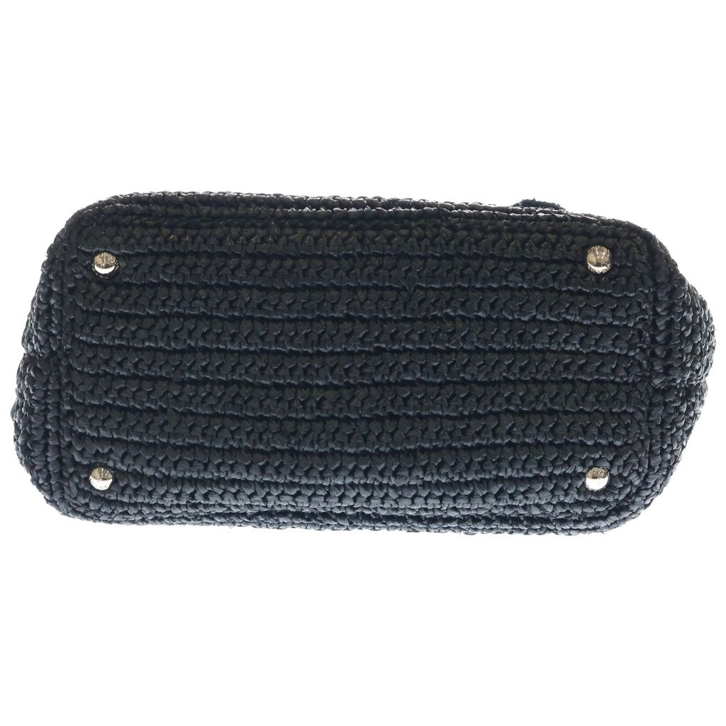 Prada Raffia Pom 2-Way Shoulder Bag Black — view 5