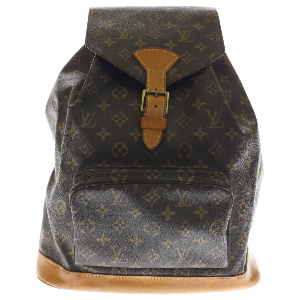 Louis Vuitton Monogram Montsouris PM Backpack Brown Leather Gold