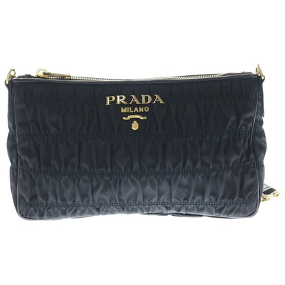 Prada Chain Shoulder Bag Gaufle Black