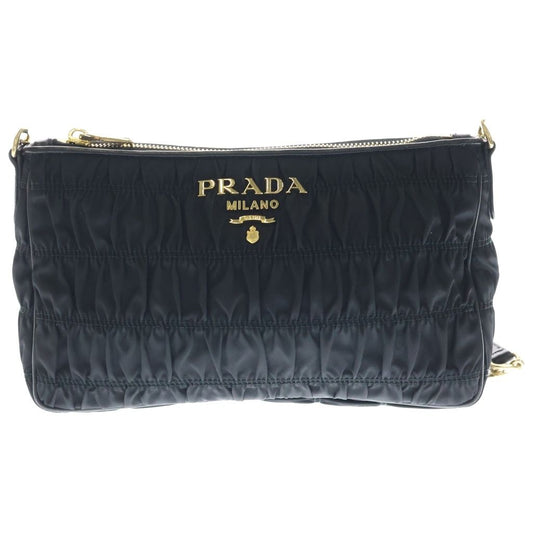 Prada Chain Shoulder Bag Gaufle Black