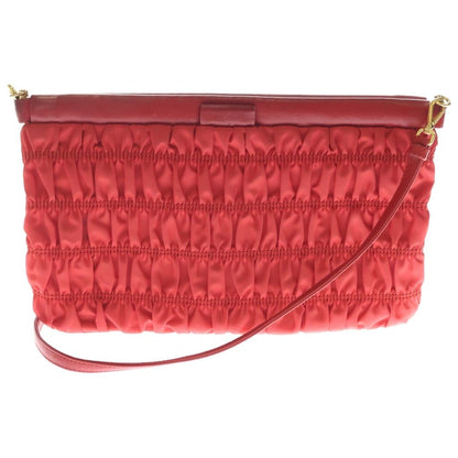 Prada Shoulder Bag Crossbody Red Nylon Leather Gold — view 2